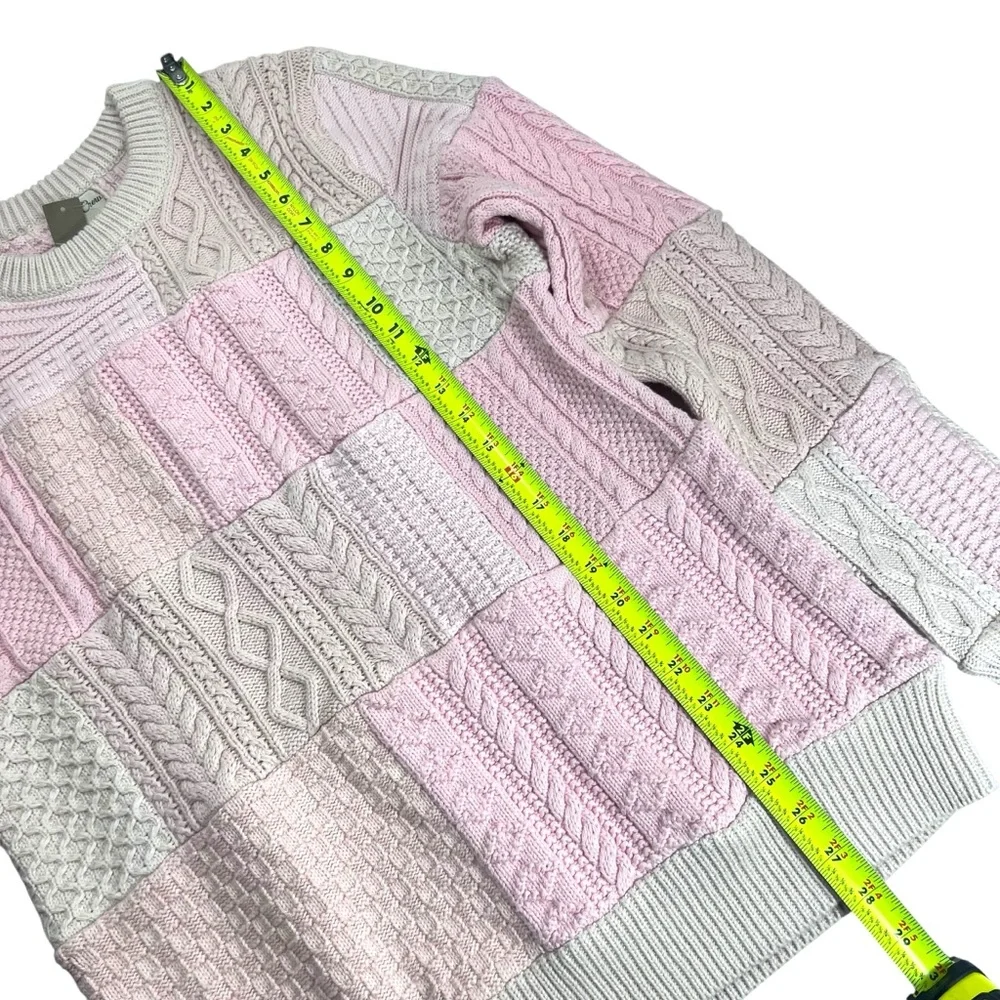 J. CREW Heritage Patchwork Cotton Cable-knit Sweater NWT